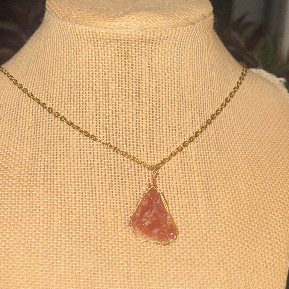 Orange Calcite Crystal Necklace